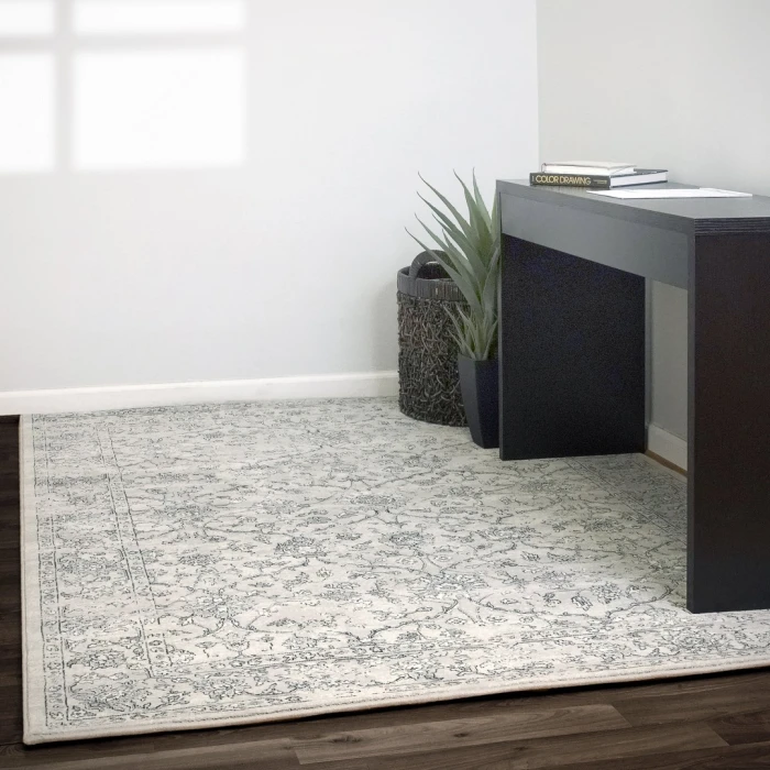 Dynamic Rugs ANCIENT GARDEN Silver/Grey 57136 7ft. 10in. x 10ft. 10in. Rect. Rug