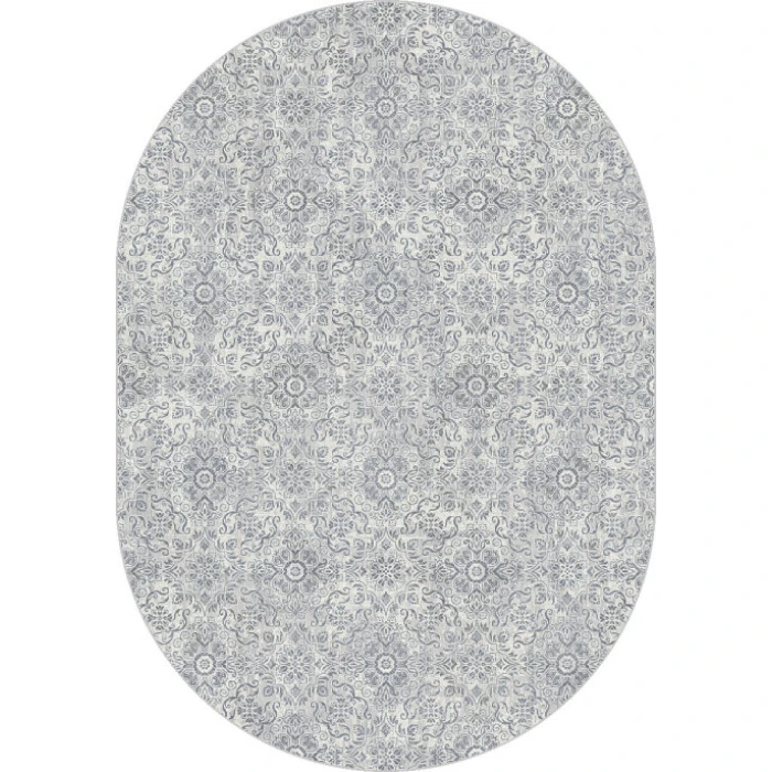 Dynamic Rugs ANCIENT GARDEN Silver/Grey 57162 5ft. 3in. x 7ft. 7in. Oval Rug