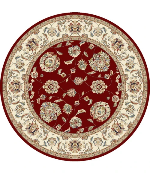 Dynamic Rugs ANCIENT GARDEN Red/Ivory 57365 5ft. 3in. Round Rug