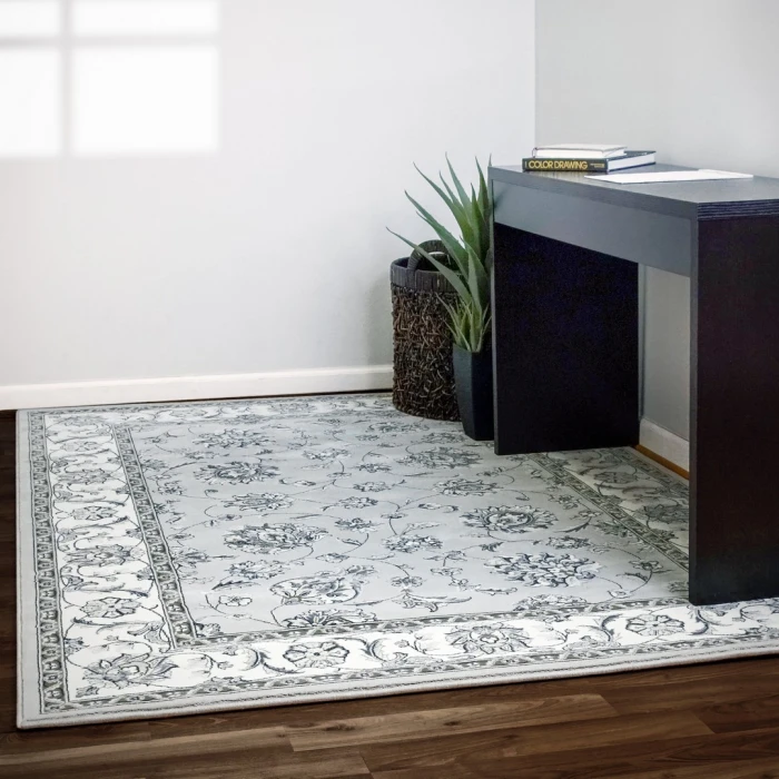 Dynamic Rugs ANCIENT GARDEN Soft Grey/Cream 57365 2ft. 2in x 11ft. Rect. Rug