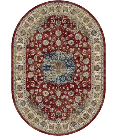 Dynamic Rugs ANCIENT GARDEN Red/Ivory 57559 5ft. 3in. x 7ft. 7in. Oval Rug