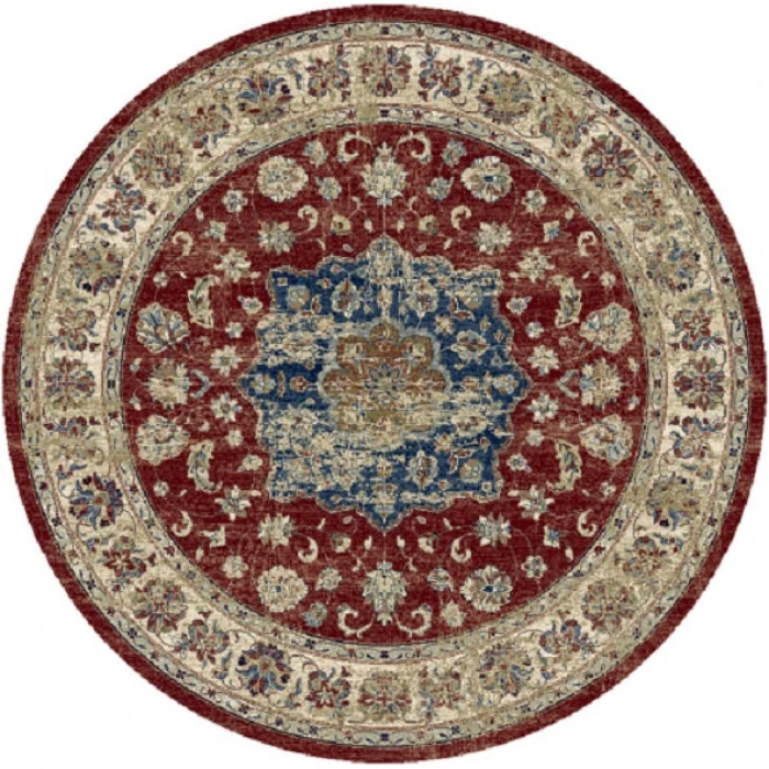 Dynamic Rugs ANCIENT GARDEN Red/Ivory 57559 5ft. 3in. Round Rug