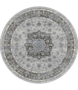 Dynamic Rugs ANCIENT GARDEN Silver/Grey 57559 5ft. 3in. Round Rug