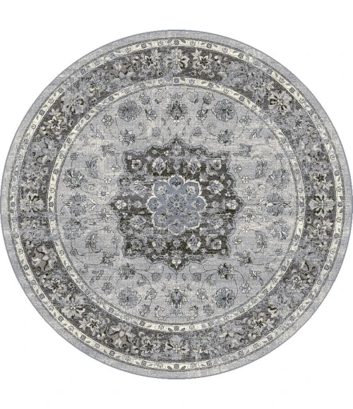 Dynamic Rugs ANCIENT GARDEN Silver/Grey 57559 5ft. 3in. Round Rug