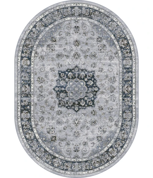 Dynamic Rugs ANCIENT GARDEN Silver/Blue 57559 2ft. 7in. x 4ft. 7in. Oval Rug