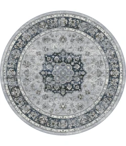 Dynamic Rugs ANCIENT GARDEN Silver/Blue 57559 7ft. 10in. Round Rug