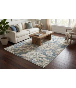 Dynamic Rugs BOTANICA Navy/Beige 13361 5ft. 2in. x 7ft. Rect. Rug