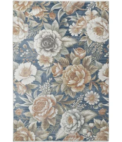 Dynamic Rugs BOTANICA Navy/Beige/Coral 13361 5ft. 2in. x 7ft. Rect. Rug