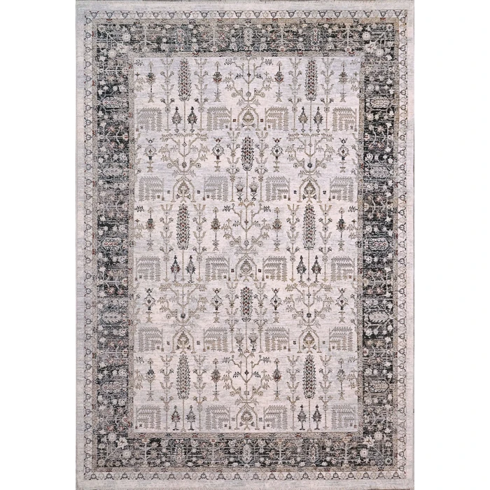 Dynamic Rugs CARSON Ivory/Black 5225 2ft. 2in. x 7ft. 7in. Rect. Rug