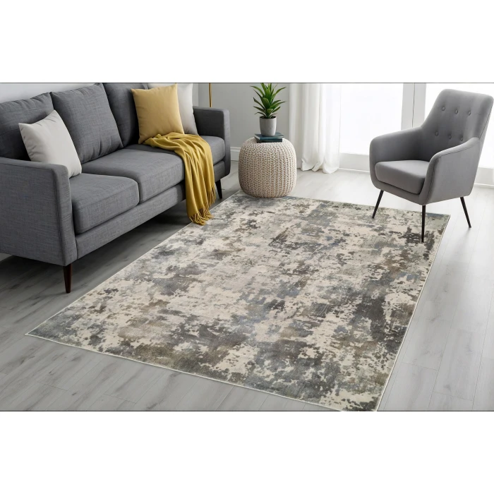 Dynamic Rugs CASTILLA Cream/Grey 3528 3ft. 11in. x 5ft. 7in. Rect. Rug