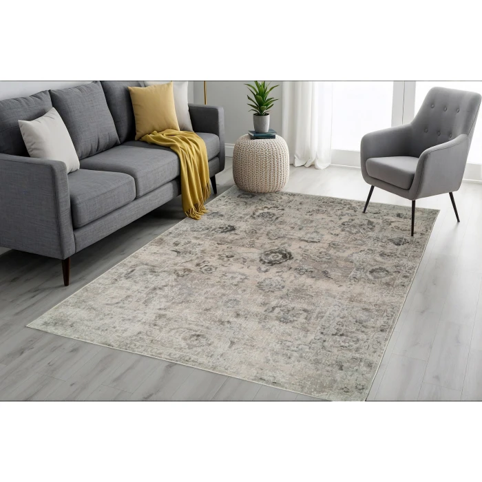 Dynamic Rugs CASTILLA Ivory/Grey 3530 2ft. 2in. x 7ft. 7in. Rect. Rug