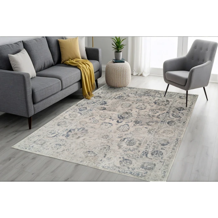 Dynamic Rugs CASTILLA Grey/Blue 3530 2ft. 2in. x 7ft. 7in. Rect. Rug