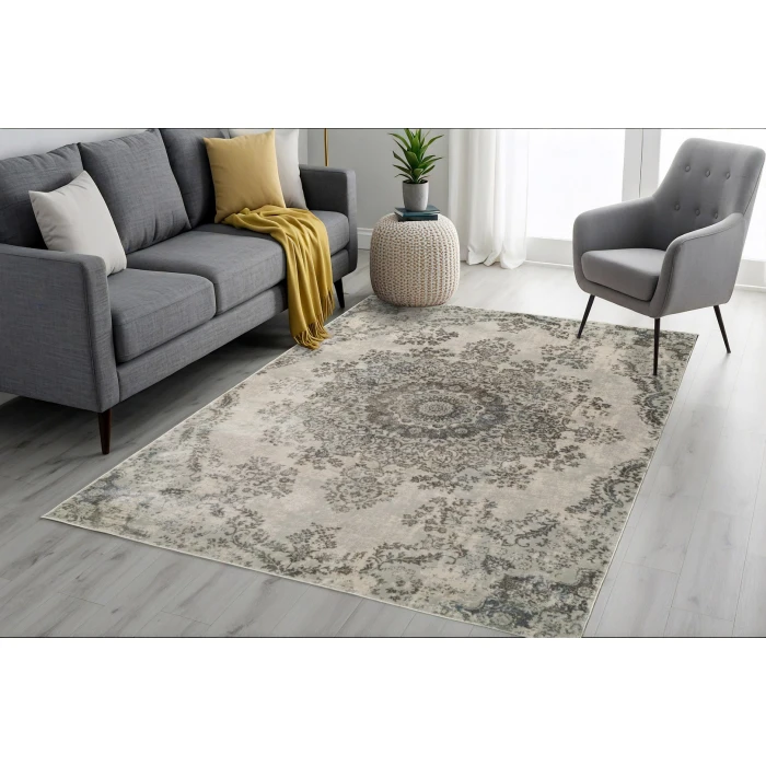 Dynamic Rugs CASTILLA Light Grey 3558 2ft. 2in. x 7ft. 7in. Rect. Rug