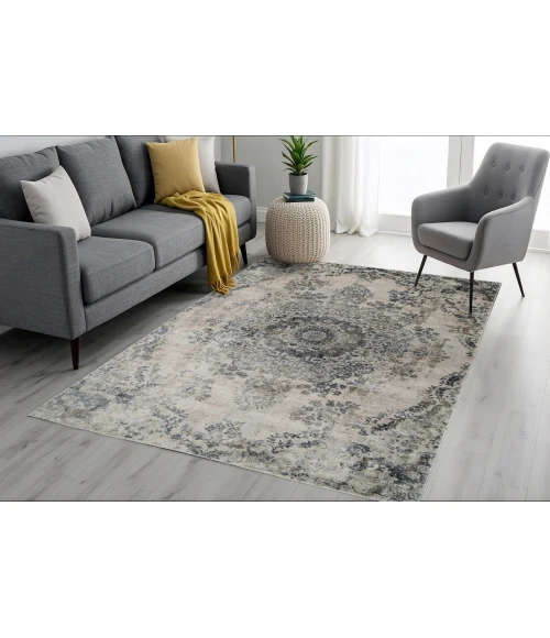 Dynamic Rugs CASTILLA Grey/Blue 3558 7ft. 10in. x 10ft. 10in. Rect. Rug