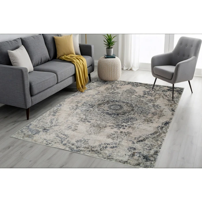 Dynamic Rugs CASTILLA Grey/Blue 3558 2ft. 2in. x 7ft. 7in. Rect. Rug