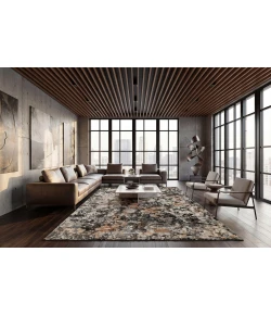 Dynamic Rugs COUTURE Charcoal/Copper 52023 2ft. 2in. x 7ft. 7in. Rect. Rug