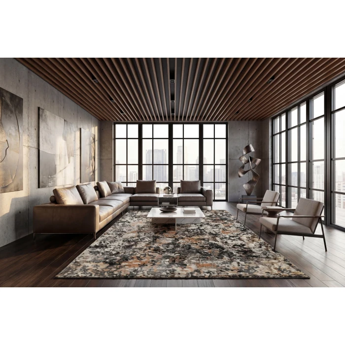 Dynamic Rugs COUTURE Charcoal/Copper 52023 3ft. 11in. x 5ft. 7in. Rect. Rug