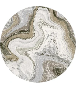 Dynamic Rugs ECLIPSE Cream/Mocha 63436 7ft. 10in. Round Rug