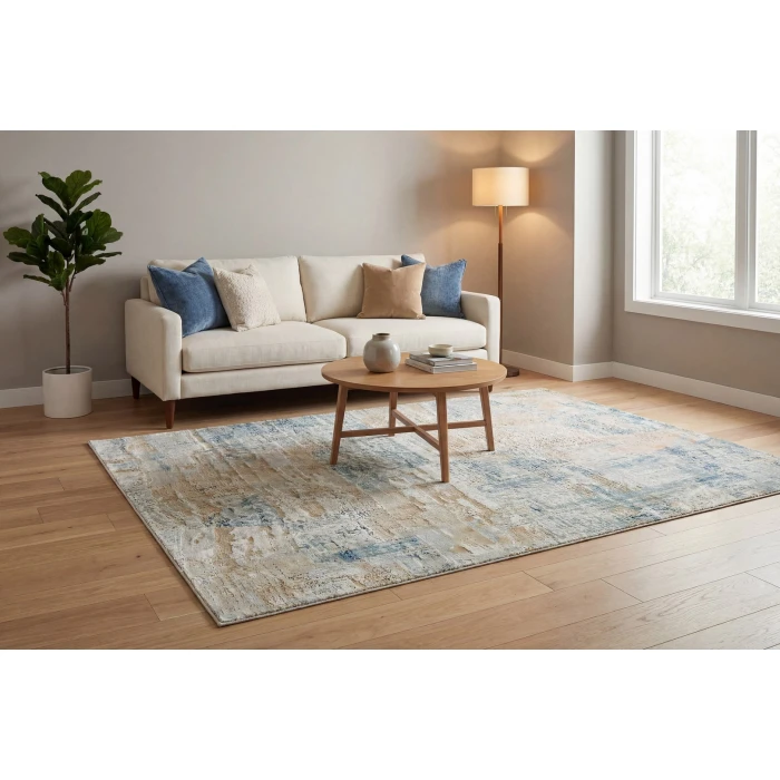 Dynamic Rugs EDEN Cream/Beige/Blue 10941 9ft. x 12ft. 6in. Rect. Rug