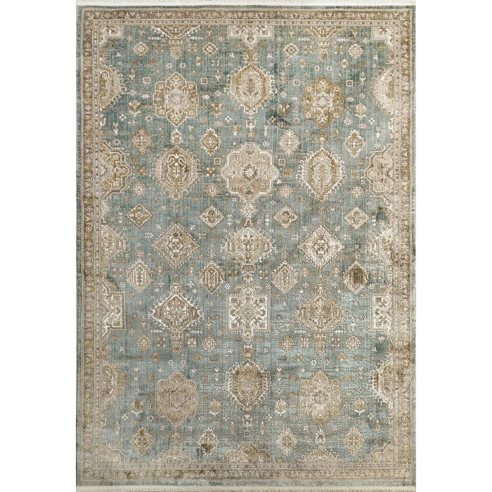 Dynamic Rugs ELLA Taupe/Blue 3985 2ft. 2in. x 7ft. 7in. Rect. Rug