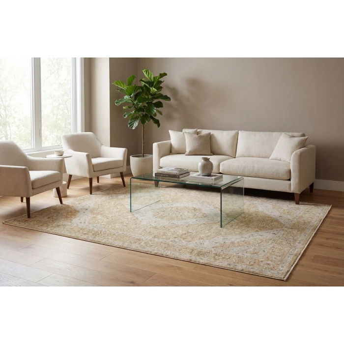 Dynamic Rugs HUDSON Gold/Cream 1479 9ft. x 12ft. Rect. Rug