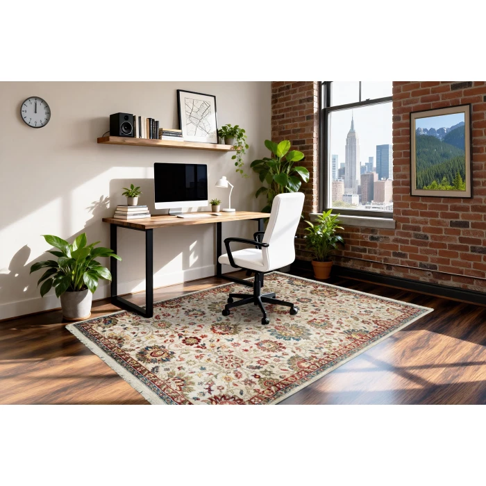Dynamic Rugs JUNO Ivory/Red 6883 6ft. 7in. x 9ft. 2in. Rect. Rug