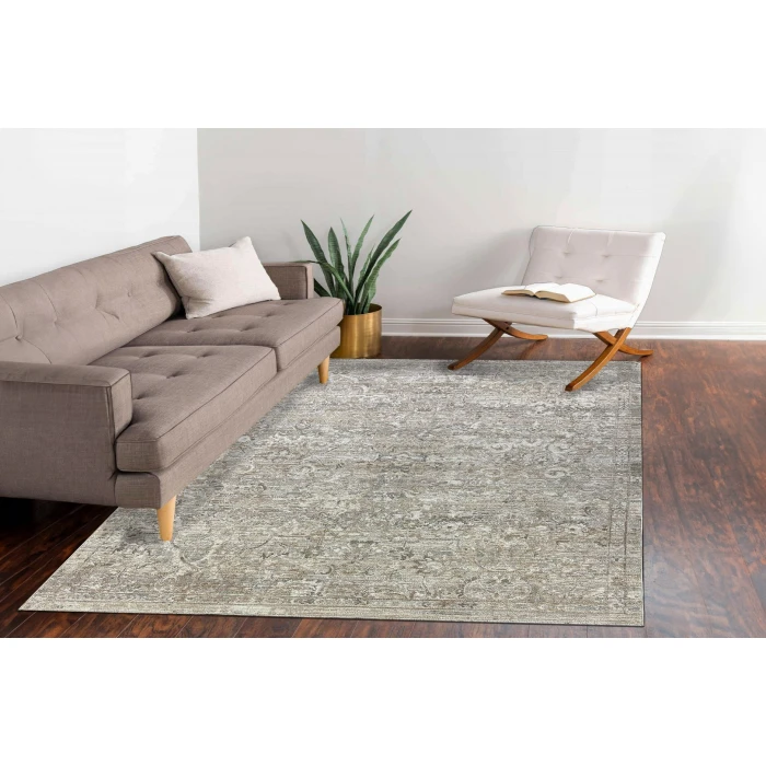 Dynamic Rugs KYRA Cream/Grey 13704 6ft. 7in. x 9ft. 6in. Rect. Rug