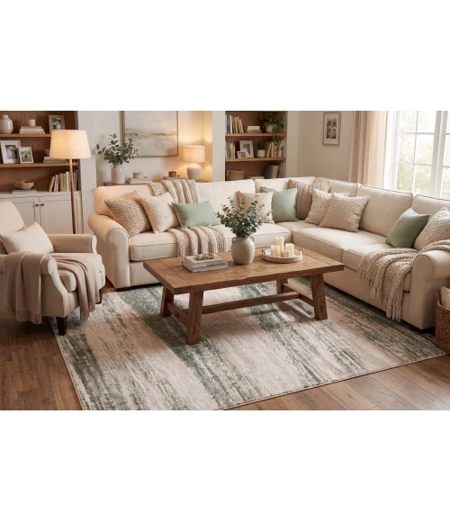 Dynamic Rugs LAZER Cream/Green 12675 7ft. 10in. x 10in. Rect. Rug