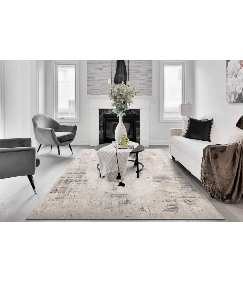 Dynamic Rugs MARINA White/Grey 8052 5ft. 3in. x 7ft. Rect. Rug