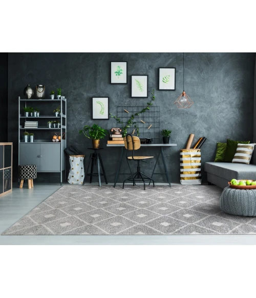 Dynamic Rugs MEHARI Grey/Ivory 23275 7ft. 10in. x 10ft. 10in. Rect. Rug