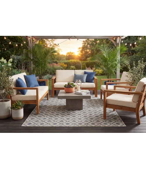 Dynamic Rugs MELISSA Grey/Blue 4232 2ft. 2in. x 7ft. 3in. Rect. Rug