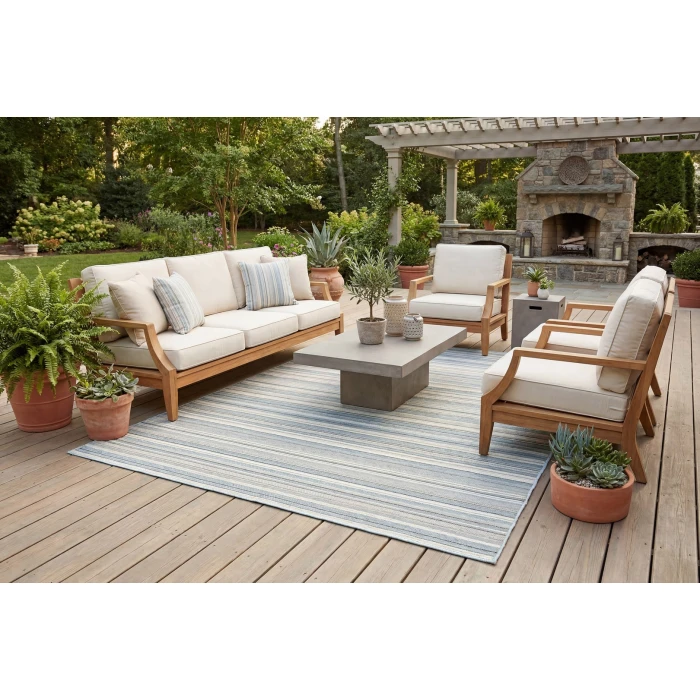 Dynamic Rugs NEWPORT Ivory/Blue 96005 3ft. 11in. x 5ft. 7in. Rect. Rug