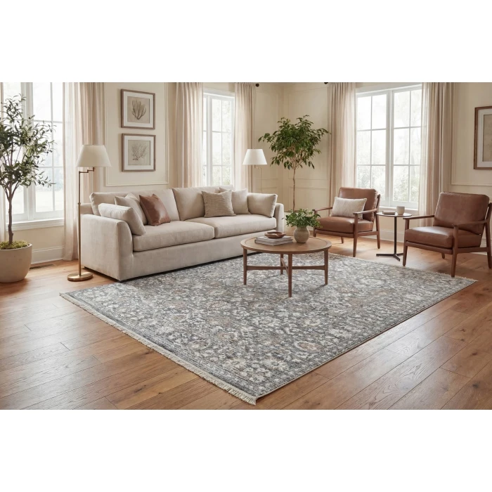 Dynamic Rugs PATARA Dark Grey/Silver 10566 6ft. 7in. x 9ft. 6in. Rect. Rug
