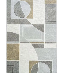 Dynamic Rugs POLARIS Ivory/Grey/Gold 46012 7ft. 10in. x 10ft. 10in. Rect. Rug
