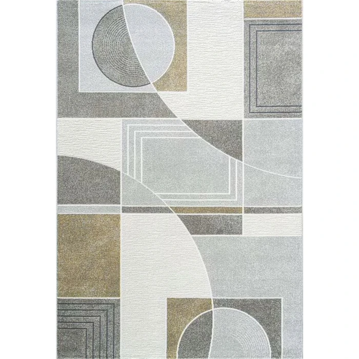 Dynamic Rugs POLARIS Ivory/Grey/Gold 46012 6ft. 7in. x 9ft. 6in. Rect. Rug