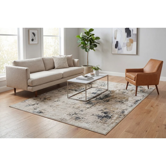 Dynamic Rugs QUARTZ Beige/Grey 27031 5ft. 3in. Round Rug