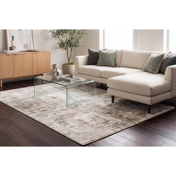 Dynamic Rugs QUARTZ Ivory/Grey 27061 2ft. 2in. x 7ft. 7in. Rect. Rug