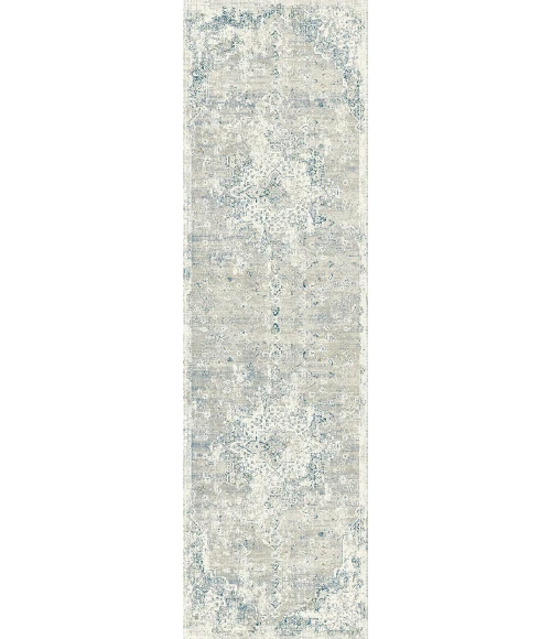 Dynamic Rugs QUARTZ Ivory/Grey/Blue 27064 2ft. 2in. x 7ft. 7in. Rect. Rug
