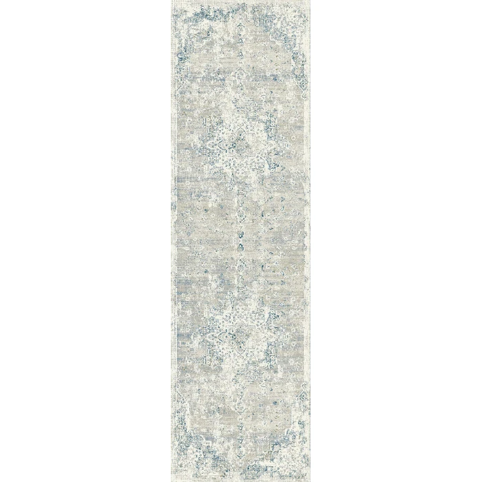 Dynamic Rugs QUARTZ Ivory/Grey/Blue 27064 2ft. 2in. x 7ft. 7in. Rect. Rug