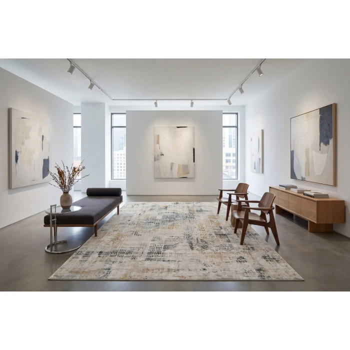 Dynamic Rugs QUARTZ Ivory/Slate 27071 2ft. 2in. x 7ft. 7in. Rect. Rug