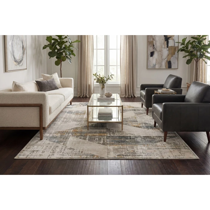 Dynamic Rugs QUARTZ Ivory/Slate 27072 5ft. 3in. x 7ft. 7in. Rect. Rug