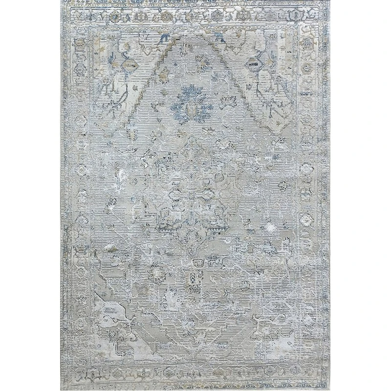Dynamic Rugs REHA Cream/Grey/Blue 1067 5ft. 2in. x 7ft. Rect. Rug