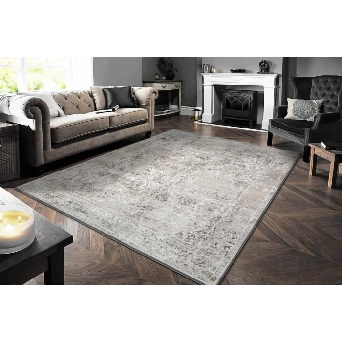 Dynamic Rugs RENAISSANCE Ivory/Grey/Rust 3150 2ft. 2in. x 7ft. 7in. Rect. Rug