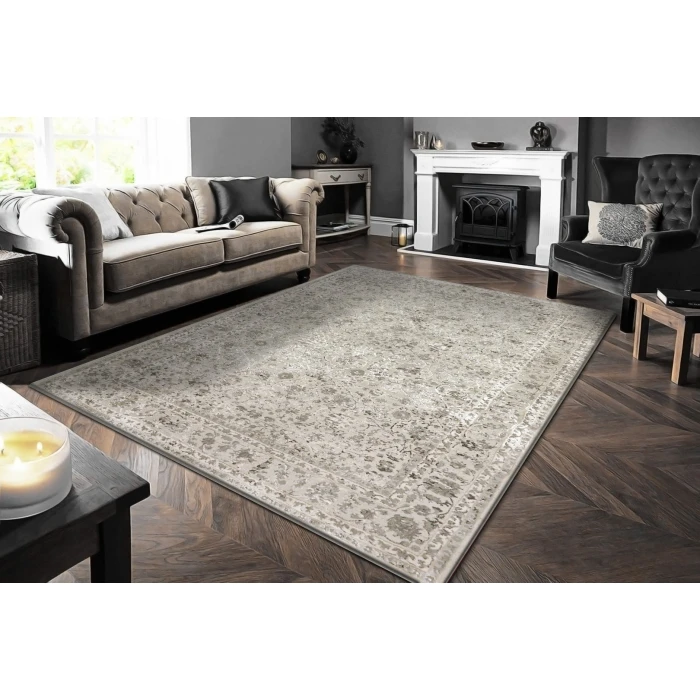 Dynamic Rugs RENAISSANCE Ivory/Grey 3151 2ft. 2in. x 7ft. 7in. Rect. Rug