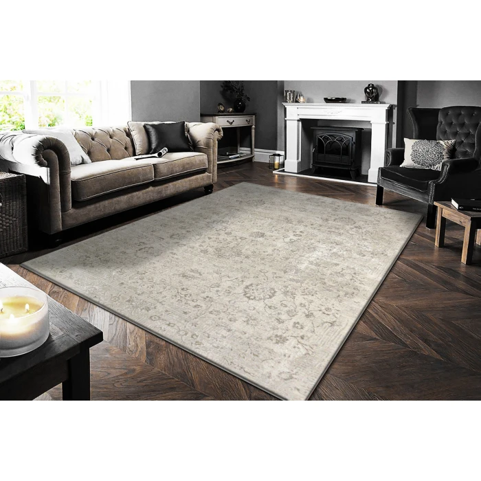 Dynamic Rugs RENAISSANCE Ivory/Grey 3157 2ft. 2in. x 7ft. 7in. Rect. Rug