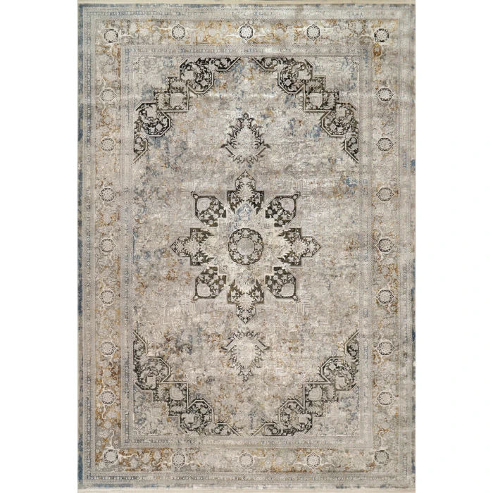 Dynamic Rugs RUBY Ivory/Grey/Gold 2185 6ft. 7in. x 9ft. 6in. Rect. Rug