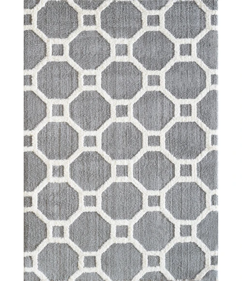 Dynamic Rugs SILKY SHAG Silver/White 5903 3ft.11in. x 5ft. 7in. Rect. Rug