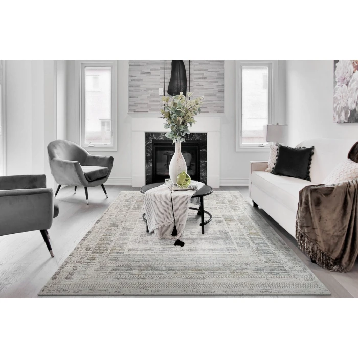 Dynamic Rugs SKYLER Grey/Blue/Green 6710 2ft. 3in. x 7ft. 7in. Rect. Rug