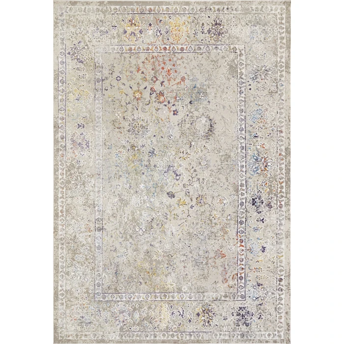 Dynamic Rugs VALLEY Grey/Pink/Gold 7982 6ft. 7in. x 9ft. 6in. Rect. Rug