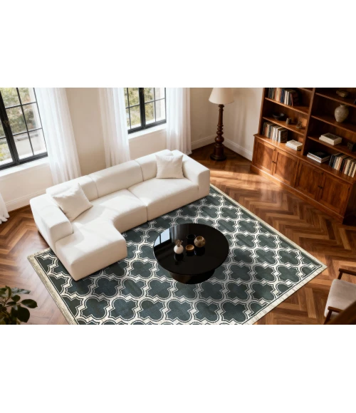 Dynamic Rugs YAZD Blue/Ivory 2816 3ft. 3in. x 5ft. 3in. Rect. Rug